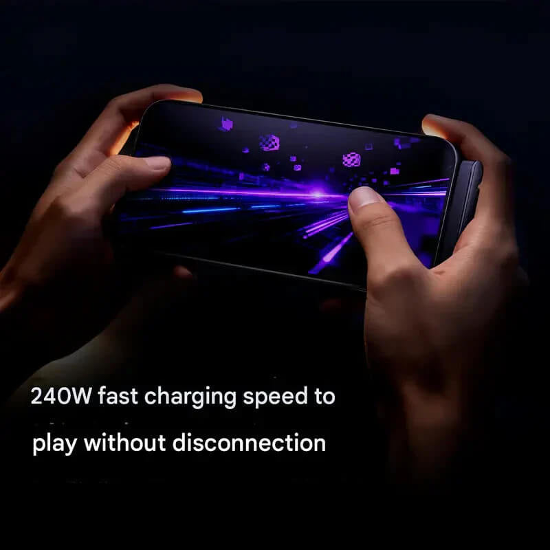 240W Ultra-Fast Charging Folding Phone Holder - 2-in-1 Right-Angle Cable & Stand