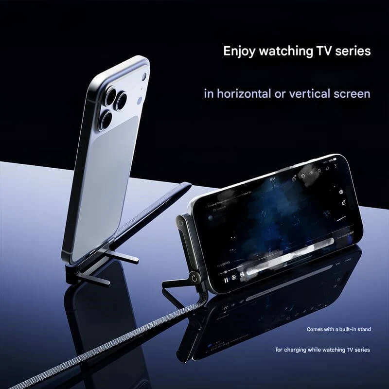 240W Ultra-Fast Charging Folding Phone Holder - 2-in-1 Right-Angle Cable & Stand