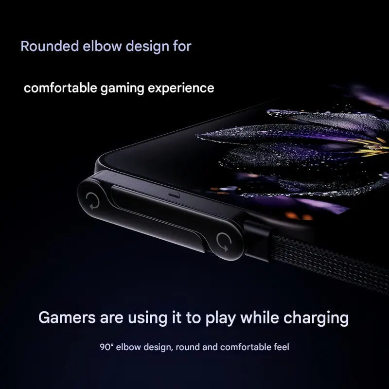 240W Ultra-Fast Charging Folding Phone Holder - 2-in-1 Right-Angle Cable & Stand